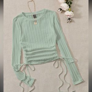 Mint green ribbed crop top